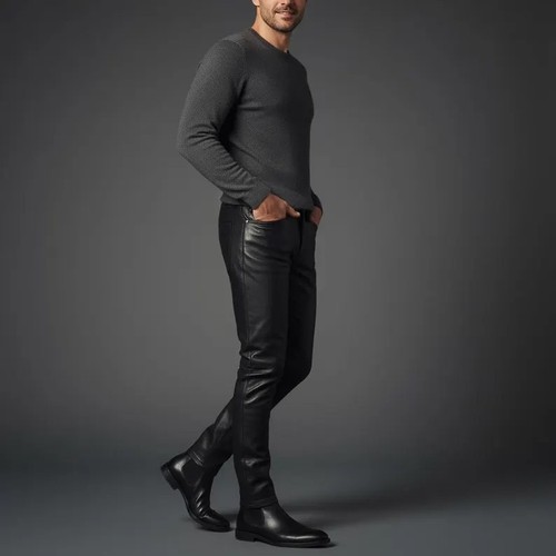 Herren lammfell lederhose - herren,