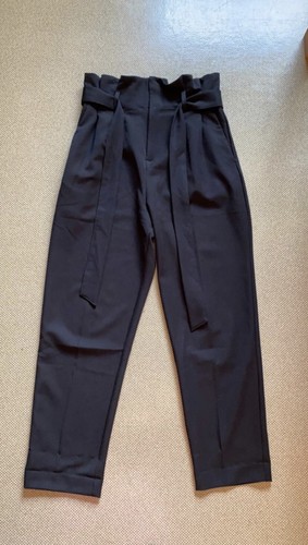 Paperbag stoffhose schwarz - stoffhose,